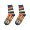 Meias Masculinas Color Stripe Homens Algodão Crew Casual 5 Pares de Alta Qualidade Vestido Marca Designer Pacote de Presentes Lote Lote de Preto Feliz Sox Harajuku1