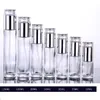 Пустой Перезаправляемые Clear Glass Pump Bottle (10ML ~ 120мл) для упаковки лосьон, крем Косметические баночки Путешествия Малый Контейнер 20г 30г 50г