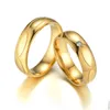 Rostfritt stål Guld Ring Groove Diamant Ringar Engagemang Bröllop Ringar Band Par Mode Smycken Kvinnor Mens Gift Will och Sandy 080478