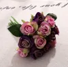 Artificial Roses Flower 12pcs/lot Wedding Bouquet Decorative Silk Flowers Simulation Decorative Flower 10 Colors OOA7266-1