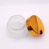 Frost Glass Cream Jar Bottle 10g 20g 30g 1oz Envase vacío Frascos cosméticos con tapa de oro negro