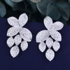 Fashion- Trendy Flowers Cubic Zirconia Wedding EngagementParty Dress up Earring Fashion Jewelry for Women