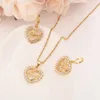 Fashion Love Heart White Cz Crystal 22 K 23 K 24 K Thai Baht Fine Oro Oro Pendente a pendente Iietta