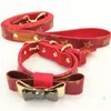 Red Bow Collars Couro Pet Traction Corda Terno Outdoor Dog Segurança Produtos Produtos Designer Lashes Venda Quente