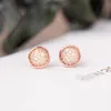 New European and American fashion earrings 925 sterling silver plated rose gold for Pandora jewelry set CZ diamond birthday gift earring