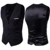 Brand Suit Vest Men Jacket Sleeveless Black Blue Solid Color Fashion Spring Autumn Plus Size Waistcoat1 Men's Vests