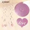 Cyuan 12pcs / lot PVC 사랑 하트 호 일에 나선형 장식품을 매달려 발렌타인 데이 웨딩 기념일 파티 장식 용품