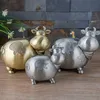 Söt ko Piggy Bank Money Saving Jar Vintage Pewter Bronze Finish Coin Box Bedårande barnkammare för barnflickor pojkar