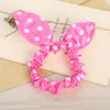 Women Girls Fabric Bunny Ears Elastic Hair rope Fabric Double Color Hair Band Striped kids Rubber Band Hair Accessories M1327