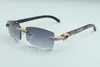 men and women same sunglasses full diamond glasses T3524012 luxury borderless natural black textured horn frame