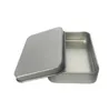Rektangulära gångjärnsbehållare med lock metall mini tom tennlåda slitstark lagringsorganisatör varm försäljning