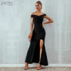 Adyce 2019 Summer Women Bandage Dress Sexy Black Long Maxi Club Dress Vestidos Elegante con spalle scoperte Celebrity Runway Party Dress T5190615