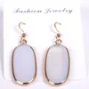 Oval Hexagon white turquoise Opal Charms Earrings Rose Quartz Gold Plated Bluestone Dangle Brand Jewelry Best for Women