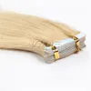 Dubbeldragen silke rak hud väft Obehandlad Remy Virgin Human Hair Extensions Tape i indisk naturlig brun blondin