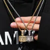 Custom Name Necklace Hip Hop Jewelry Ice Out Personal Square Letter Pendant Men's Rock Street Necklace Dice Letter with Rope Chain