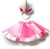 New Kid Meninas Baby Rainbow Tutu Saia Unicorn Headband 2pcs Photo Prop Costume Outfits Party Shows Executaria 1-8T B11