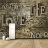 Retro Estilo Europeu Wallpaper 3D Stereo Relief Letter Inglês Foto Murais Restaurant Cafe fundo do papel de parede para paredes