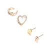 Boucles d'oreilles géométriques en cristal pour femmes, ensemble de 4 pièces, cœur Simple, couleur or, mode bohème, bijoux, vente en gros, cadeau de noël