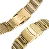 Luxury 20/22/24mm Rose Gold/Yellow Gold/Blue Shark Mesh Stainless Steel Watch Band Solid Link Wrist Watch Strap Straight End