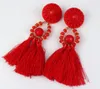 Bohemian Long Statement Tassel Drop Earrings Lyxhartspärlor Tassel Örhängen för kvinnor 9 Färgval Dangle Örhängen GB57