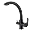 ROLYA Matte Black Kitchen Faucet Sink Mixer Tri-Flow 3 Way Water Filter Tap