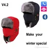 Drahtlose Winterhut verdicken warme Faux-Pelz-Skullies Schal Bonnet-Mützen Strickmütze Headset Smart Cap Outdoor Soft Cap