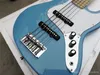 Fabrika Özel 4 Dizeleri Mavi Vücut Elektrik Bas Gitar Siyah Pickguard, Akçaağaç Klavye, Inci Kakma, Özelleştirilmiş Teklif Yazın