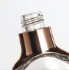 Bouteille d'huile essentielle en verre transparent de 30 ml, avec couvercle compte-gouttes en or rose, flacon d'huile, récipient cosmétique, vente en gros