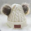 Baby Knitted Wool Hats Faux Fur Ball Pom Crochet Caps Winter Warm Infant Kids Boys Girls Beanie Cap Hair Accessories 9 Colors dhl