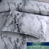 Stone Pattern Companter Bedding Set Queen Size Reactive Printing Beddings Vit och svart marmor duvet täcker set