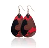 New Stylish Teardrop leather pendant earring Leopard Water droplets charm Dangle earrings for women lady