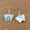 10Prairs Blue Emamel Rhinestone Butterfly Charm Chandelier örhängen Silver Fish Ear Hook For Women Party Fashion Jewelry Gift 22x37mm A-505E