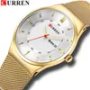 Men Simple Watch Man Brand Curren Casual Business Quartz Quartz Wrist Wrist with Week and Date Steel Mesh Relojes Hombre7331144
