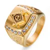 Edelstahl-Herrenring mit Diamant Golden Masonic AG Titanstahlring Herren Ri