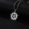 Skyrim Stainless Steel Shining Sun Pentagram Pendant Necklace supernatural Dean Statement Box Chain Necklaces Jewelry for Men1289585