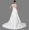 High Quality Boat Neck High Low Wedding Dresses 2019 Long white/ivory short front long back Hi-low Bridal Gowns