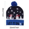 LED Julkatt Pompom Stickad Cap Barn Vuxen Hatt Gullig Tecknad Santa Claus Julgran Elk Print Hat Beanie Cap Jul BH2438 WCY