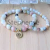 MG0680 Naturlig Sunstone Matta Amazonite Armband Set 6 mm och 8 mm Naturlig ädelsten Energy Armband Ny design Kvinnors Yoga Mala Armband