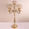 Latest Crystal Wedding Centerpiece glass Gold Candelabra Clear Candle Holder Event Party Table Decoration decor00016