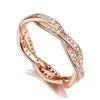 Partihandel-New Women Luxury Fashion 18K Rose Gold Ring Set Original Box för Real Silver CZ Diamond Wedding Ring8646831