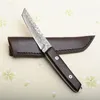 Small Survival Straight Knife VG10 Damascus Steel Tanto Blade Full Tang Wenge Wood Handle