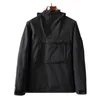 New hooded half zip pocket jackets Youth fashion European and American Large size casual jacket Men's coat fabric Mens sheath Rainwater anti splash