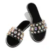 Sommar Bekväma Handgjorda Flatbottnade Kvinnor Tofflor Modig Vild Roman Rhinestones Plus Storlek Utomhus Slippers 35-43