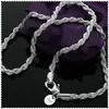 Catena in argento sterling 925 con corda intrecciata da 4 mm 16-30 pollici Collana di lusso femminile di alta qualità per gioielli di moda da donna alla rinfusa