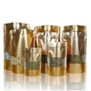 Gold Silver Stand Up Aluminum Foil Bag With Clear Window Zipper Top Pack Bags Coffee Nut Candy Storage Package Bag QW9758