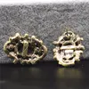 Fashion Wedding Accessories Antique Bronze Vintage Green Big Stone Crystal Rhinestone Stud Earrings For Women Jewelry