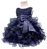 Baby flicka klänningar tulle spädbarn flickor stora båge prinsessor klänningar ärmlös nyfödd outfits boutique baby kläder 15 färger dw4197