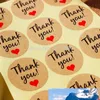 Kraft Paper "Thank You" Adhesive Label with Red heart, Diameter 38mm Seal Label Sticker for DIY Gift decoration and Cake Baking Packing