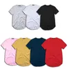 Zsiibo TX135-C camiseta masculina estendida redonda varredura camiseta bainha curvada linha longa topos hip hop urbano em branco streetwear255f