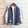 Man Koreanska Corduroy Jacka Coats Fashion Trend Långärmad Lös Baseball Collar ColorBlock Coat Designer Male Button Pocket Ytterkläder